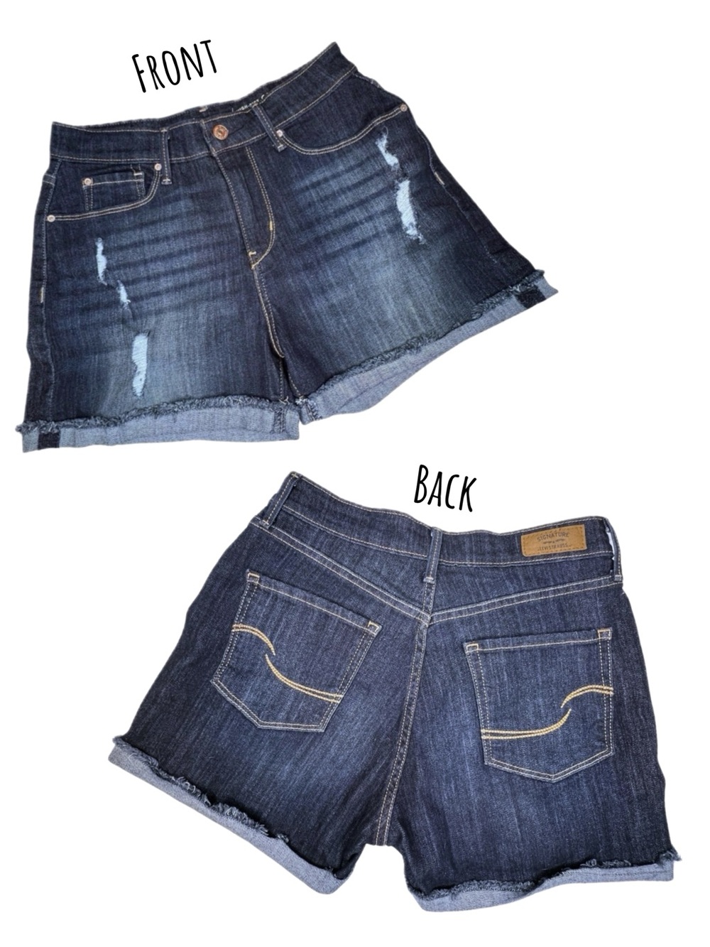 Levi’s High Rise Distressed Denim Shorts Dark Blue 6 W28 54746-0021